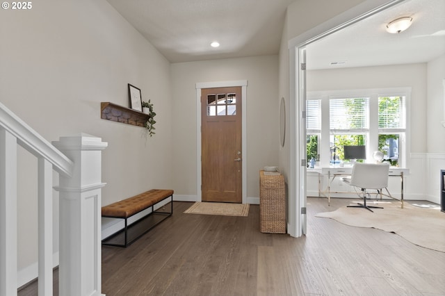 16943 SW Snowdale St, Beaverton, OR 97007 - foyer featuring wood finished floors, healthy amount of natural light, and recessed lighting