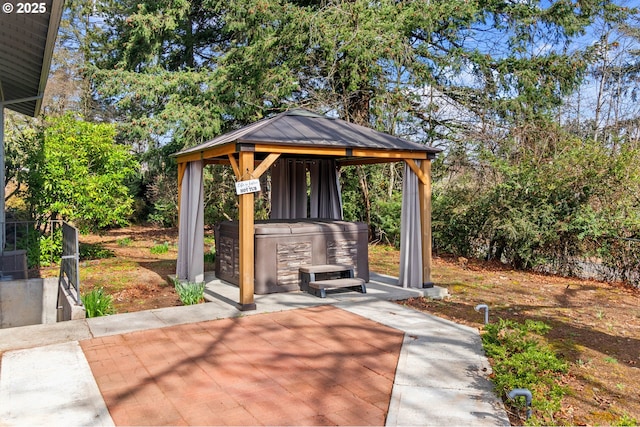 view of patio featuring a gazebo