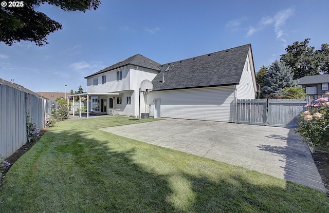 13107 SE 26th St, Vancouver, WA 98683 - back of house with a shingled roof, a patio area, and a gate