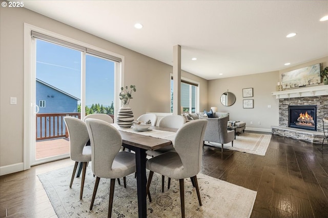2025 De Vries Way W, Linn, OR 97068 - dining area with dark wood-style floors, baseboards, healthy amount of natural light, and recessed lighting