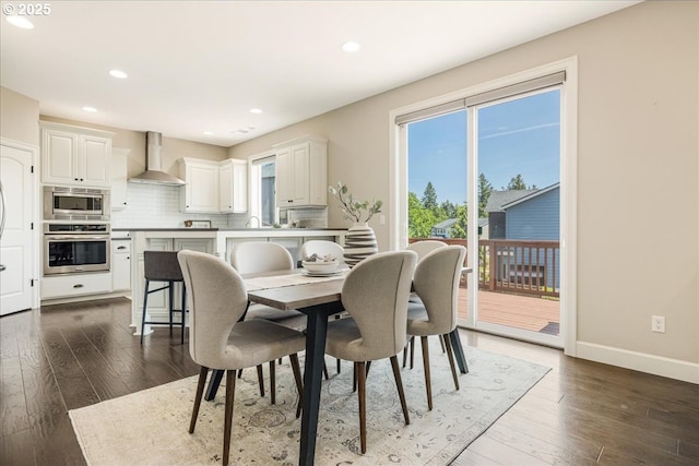 2025 De Vries Way W, Linn, OR 97068 - dining room featuring dark wood-style flooring, baseboards, and recessed lighting