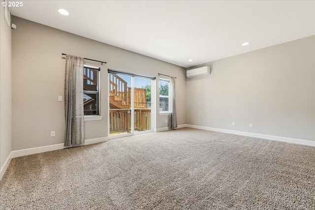 2025 De Vries Way W, Linn, OR 97068 - carpeted spare room featuring baseboards, a wall mounted AC, and recessed lighting