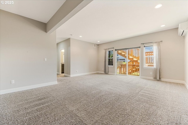 2025 De Vries Way W, Linn, OR 97068 - empty room featuring recessed lighting, baseboards, light carpet, and an AC wall unit