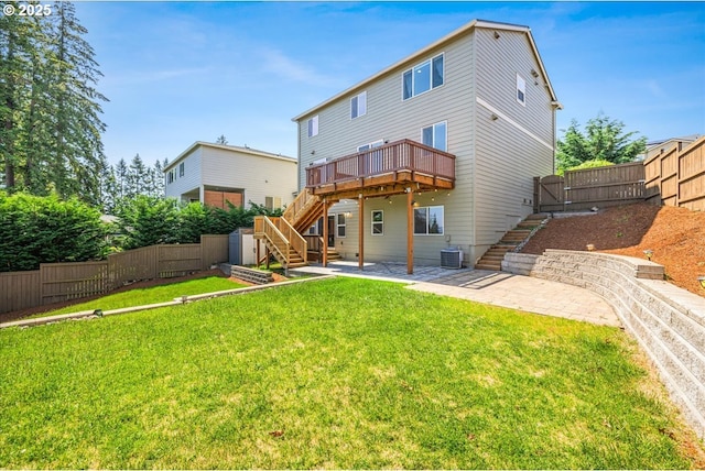 2025 De Vries Way W, Linn, OR 97068 - back of property featuring stairs, a patio area, central AC, and a deck
