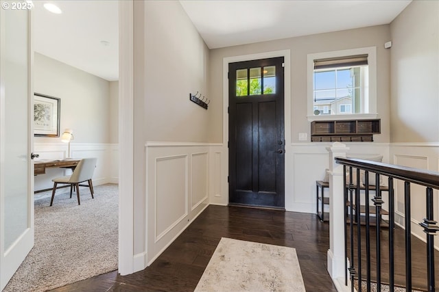 2025 De Vries Way W, Linn, OR 97068 - foyer entrance featuring a decorative wall, wainscoting, and dark wood finished floors