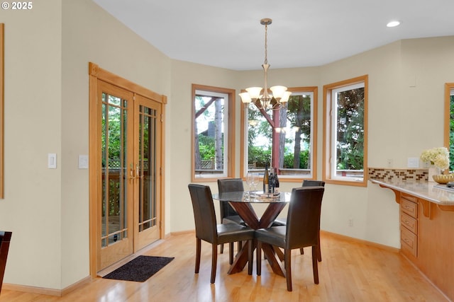 2038 Morning View Dr, Eugene, OR 97405 - dining space with light wood-style floors, plenty of natural light, french doors, and recessed lighting