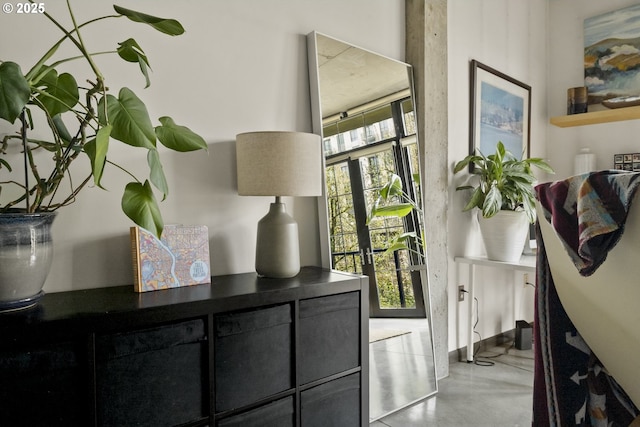 corridor with concrete floors