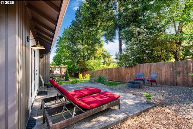 view of patio featuring a fenced backyard