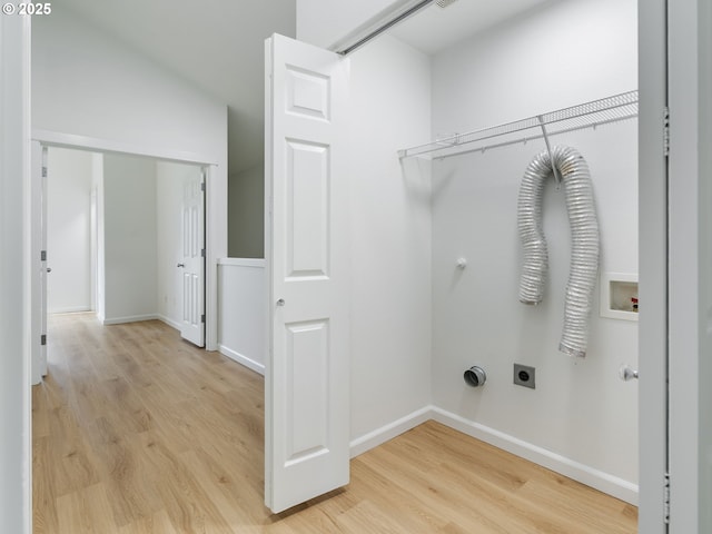 7804 SW Brookline Ln, Portland, OR 97224 - washroom with electric dryer hookup, washer hookup, and light wood-style floors