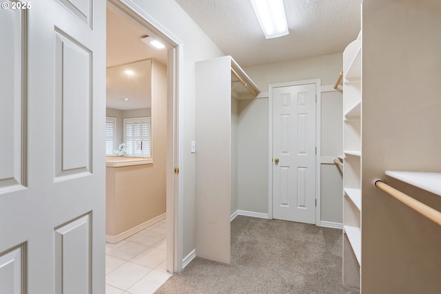 spacious closet with light carpet