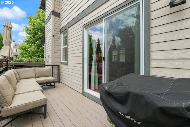 29250 SW Costa Cir E, Wilsonville, OR 97070 - wooden deck with outdoor lounge area and area for grilling