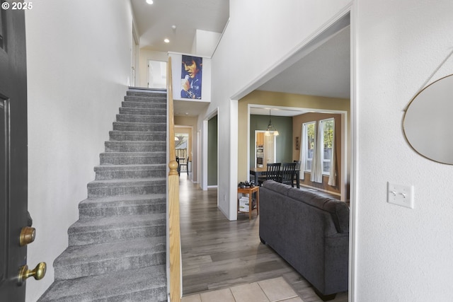 stairs with recessed lighting