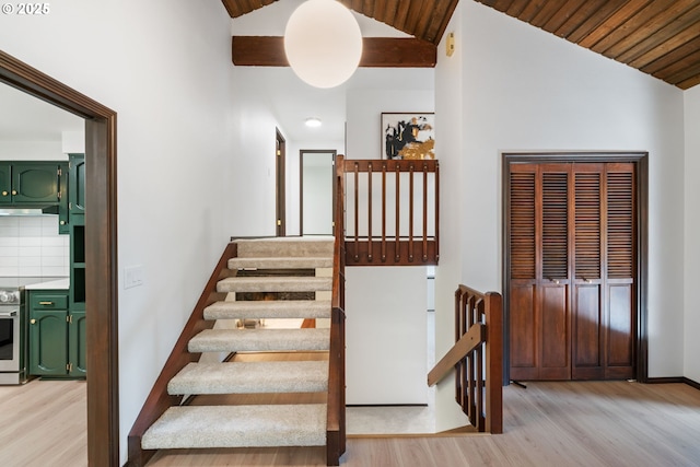 2845 SW Raleighview Dr, Portland, OR 97225 - stairway with wood finished floors and wood ceiling