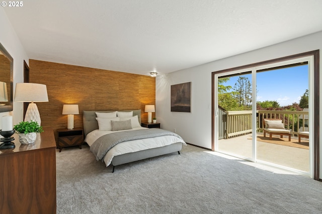 2845 SW Raleighview Dr, Portland, OR 97225 - bedroom with access to outside, carpet flooring, and an accent wall