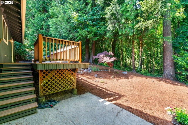 2845 SW Raleighview Dr, Portland, OR 97225 - view of yard featuring stairway and a wooden deck