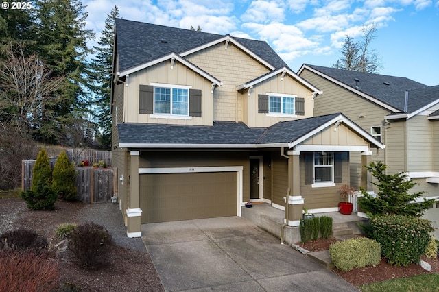 craftsman inspired home with a garage