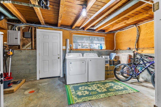 520 NW 10th St, Corvallis, OR 97330 - clothes washing area featuring separate washer and dryer, laundry area, and electric panel
