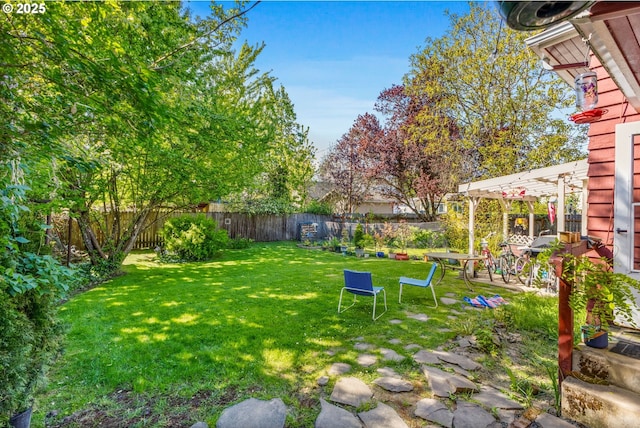 520 NW 10th St, Corvallis, OR 97330 - view of yard featuring a fenced backyard and a pergola