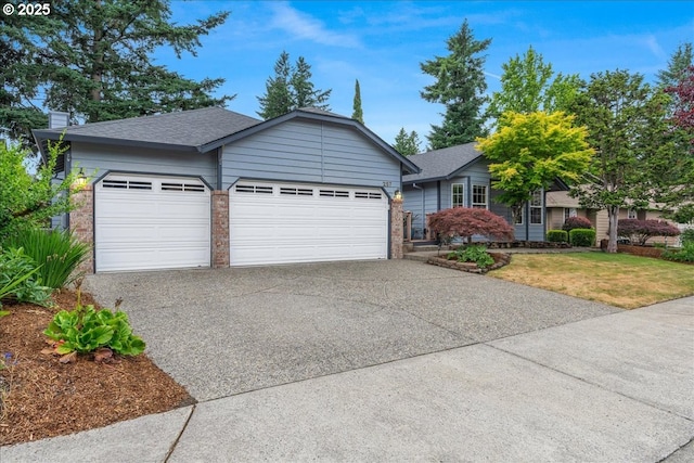257 SW Nancy Cir, Gresham, OR 97030 - ranch-style home featuring brick siding, a garage, driveway, roof with shingles, and a front yard