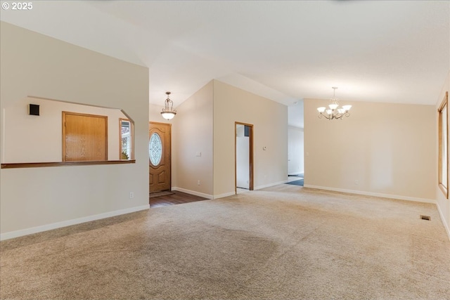 257 SW Nancy Cir, Gresham, OR 97030 - carpeted empty room featuring a chandelier and lofted ceiling