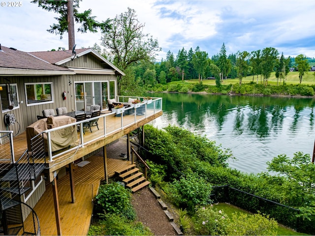 24125 Butteville Rd NE, Aurora, OR 97002 - dock featuring outdoor dining space and a deck with water view