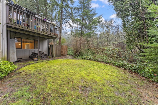 view of yard with a deck