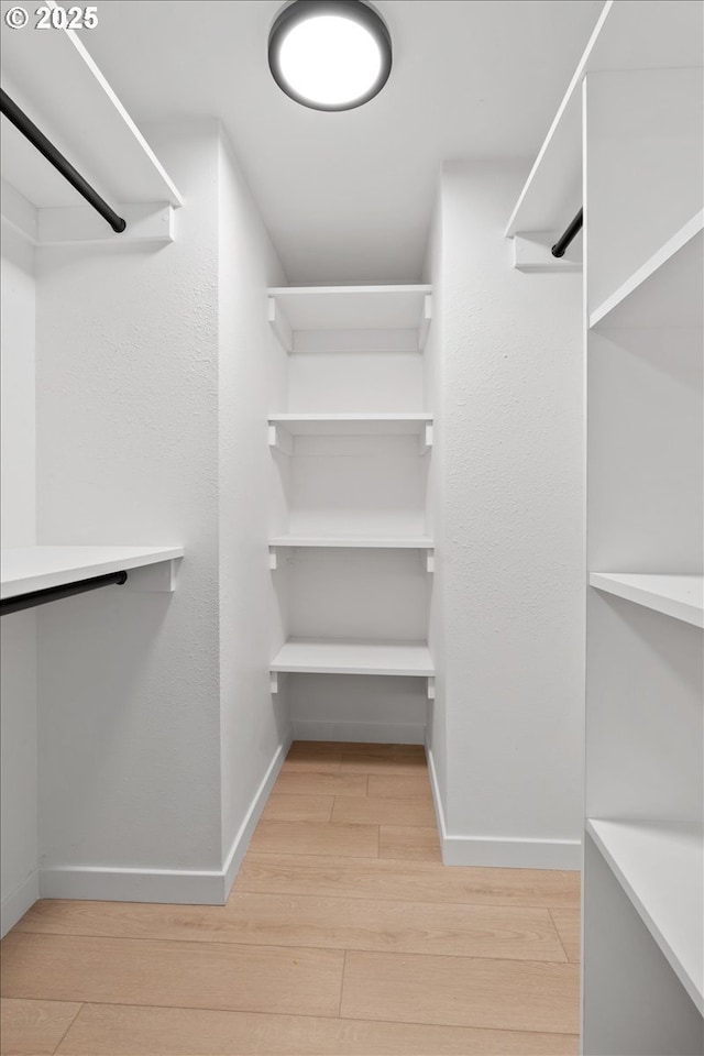 walk in closet featuring light wood-style flooring