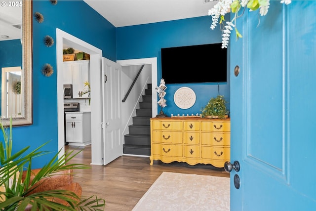 playroom with wood finished floors