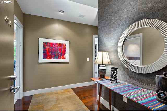 hall featuring dark hardwood / wood-style floors