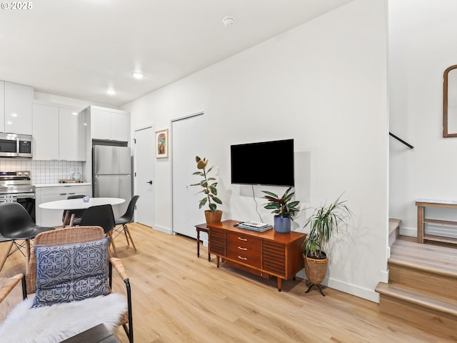 living room featuring light hardwood / wood-style flooring