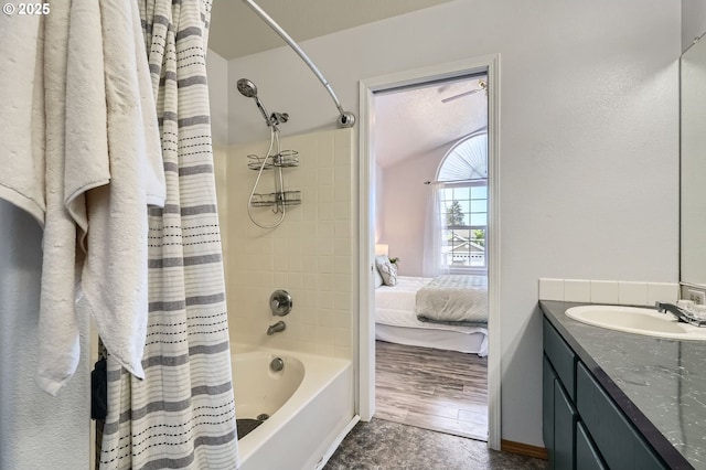 7217 NE 130th Ave, Vancouver, WA 98682 - bathroom featuring vanity and shower / bath combination with curtain