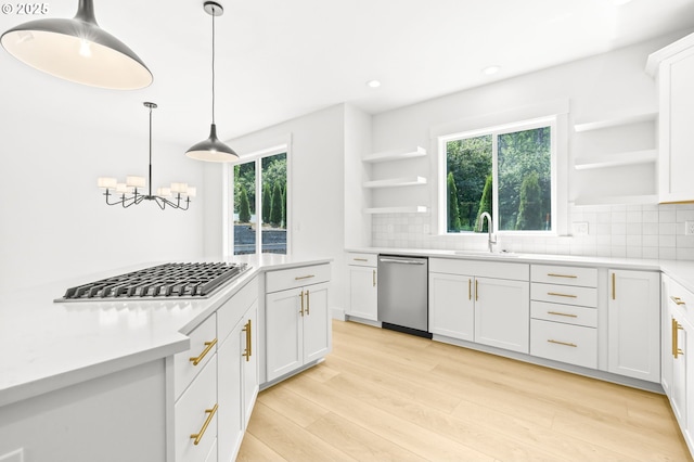 234 SE 29th St, Gresham, OR 97080 - kitchen with open shelves, stainless steel appliances, recessed lighting, backsplash, and white cabinets