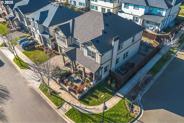 aerial view with a residential view
