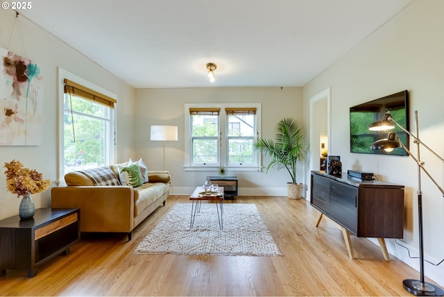 7154 N Greeley Ave, Portland, OR 97217 - living area featuring plenty of natural light, light wood finished floors, and baseboards
