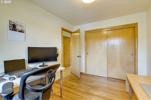 office space featuring light wood finished floors