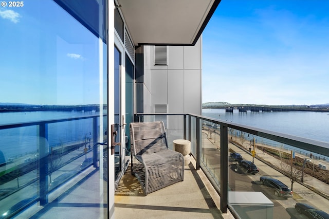 balcony with a water view