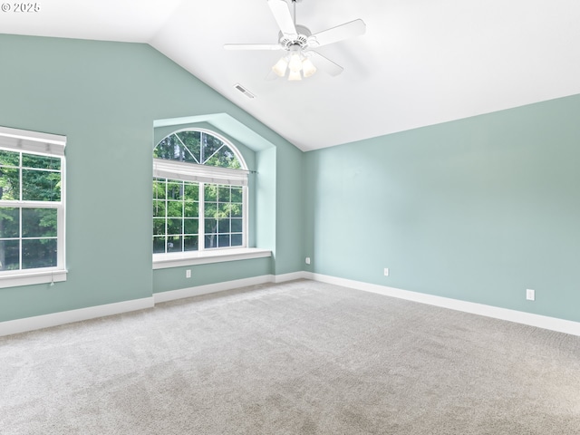 15235 SW Jasper Ln, Beaverton, OR 97007 - unfurnished room with vaulted ceiling, carpet floors, healthy amount of natural light, and ceiling fan