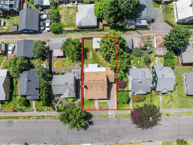 4912 N Yale St, Portland, OR 97203 - aerial view of residential area featuring property parcel outlined