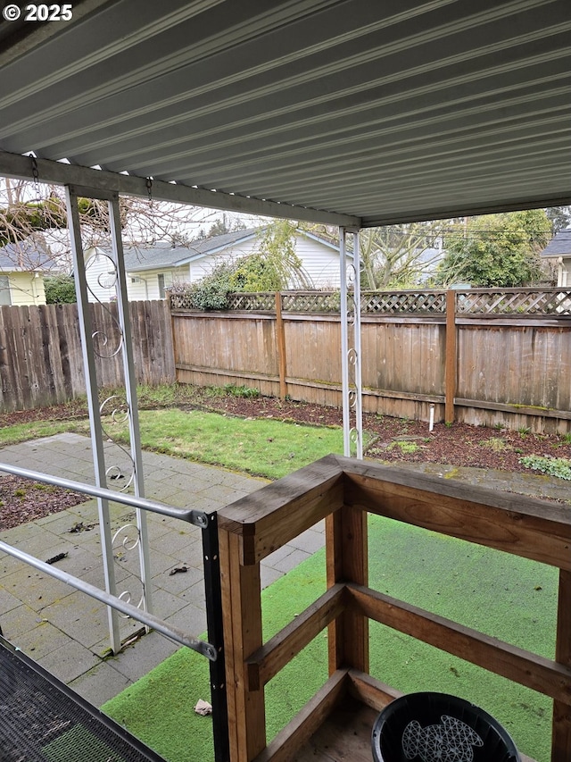 view of yard with a patio and a fenced backyard