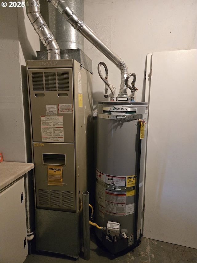 utilities featuring water heater and heating unit