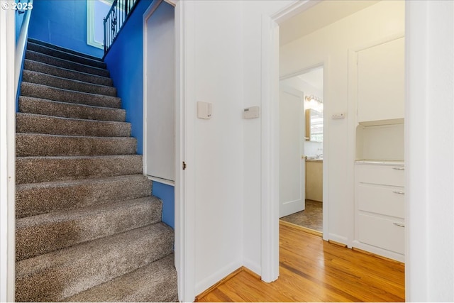 3315 SE 15th Ave, Portland, OR 97202 - stairs featuring wood finished floors and baseboards