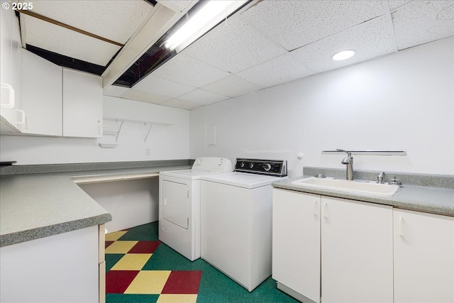 3315 SE 15th Ave, Portland, OR 97202 - laundry room featuring separate washer and dryer, light floors, and cabinet space
