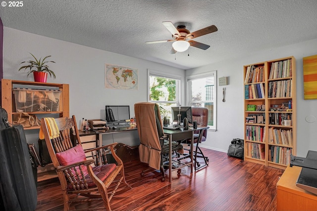 8458 SW Mohawk St, Tualatin, OR 97062 - office with a ceiling fan, wood finished floors, a textured ceiling, and baseboards