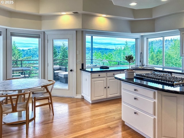 1500 SW Miller Ct, Gresham, OR 97080 - kitchen featuring a sink, black gas stovetop, dark countertops, and light wood finished floors