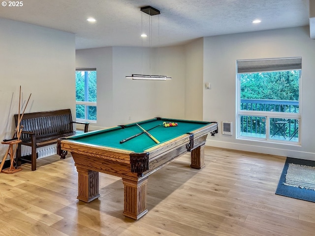 1500 SW Miller Ct, Gresham, OR 97080 - rec room with light wood finished floors, pool table, baseboards, recessed lighting, and a textured ceiling