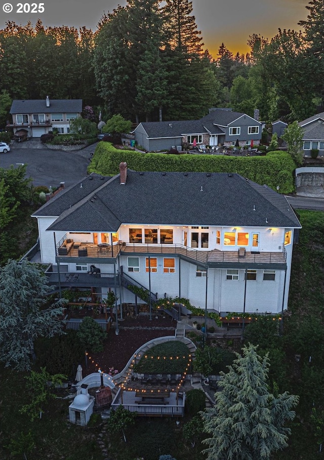 1500 SW Miller Ct, Gresham, OR 97080 - rear view of property with a balcony and a shingled roof