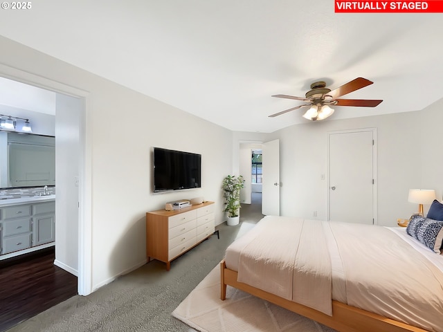 3205 NE 3rd Ave, Hillsboro, OR 97124 - bedroom featuring connected bathroom and a ceiling fan