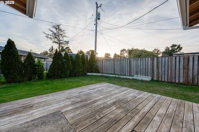 deck featuring a lawn