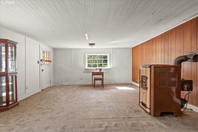 below grade area featuring wooden walls