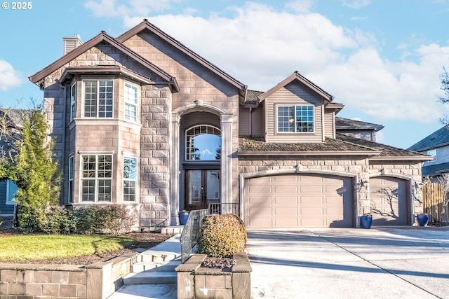 view of front of house with a garage